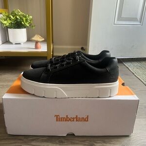 Timberland Women’s Laurel Court Low Lace Sneaker Black Nubuck Size 10